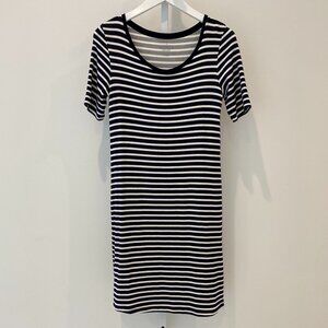 MAJESTIC PARIS FOR NEIMAN MARCUS MARINE MILK STRIPED DRESS SIZE 1 / XS